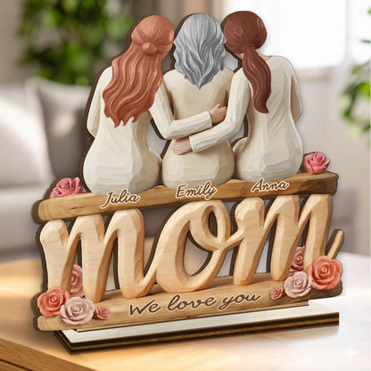 Custom 2-Layered Wooden Plaque - Personalized Mother's Day Birthday Gifts For Mom, Grandma - Held By Closeness