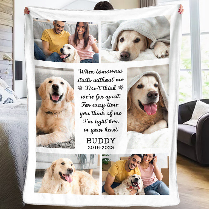 Custom Photo I'm Right Here In Your Heart - Memorial Personalized Custom Blanket - Sympathy Gift For Pet Owners, Pet Lovers