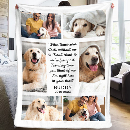 Custom Photo I'm Right Here In Your Heart - Memorial Personalized Custom Blanket - Sympathy Gift For Pet Owners, Pet Lovers