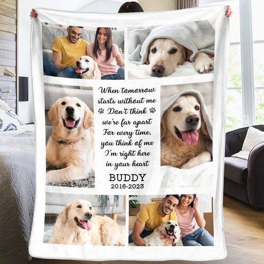 Custom Photo I'm Right Here In Your Heart - Memorial Personalized Custom Blanket - Sympathy Gift For Pet Owners, Pet Lovers