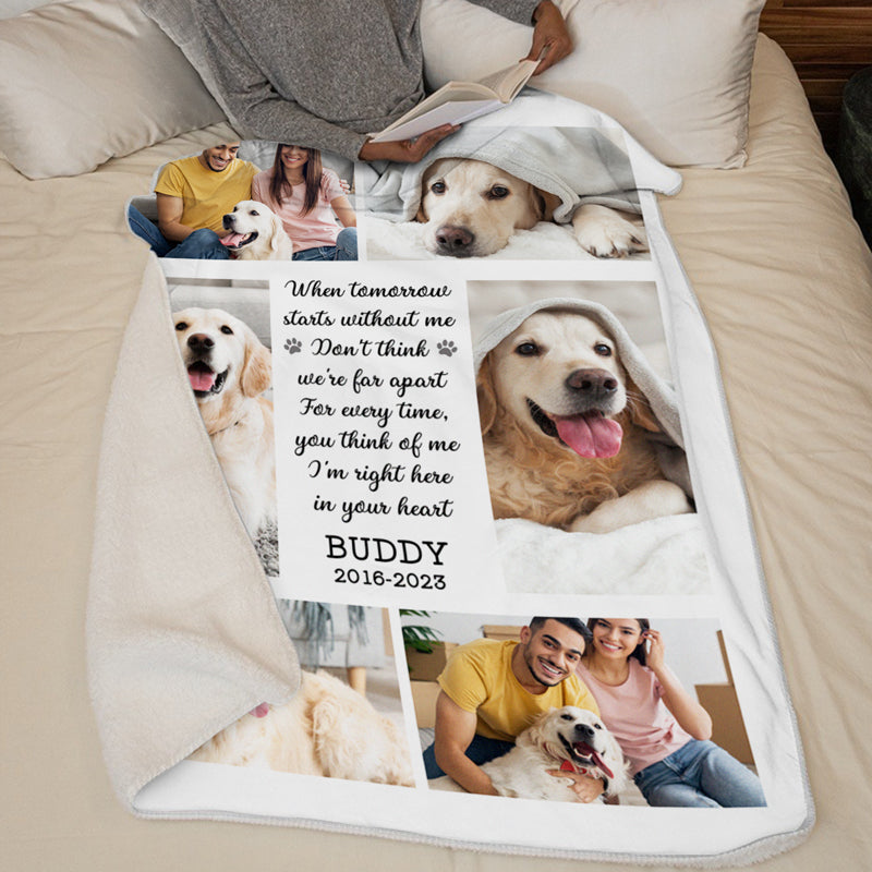 Custom Photo I'm Right Here In Your Heart - Memorial Personalized Custom Blanket - Sympathy Gift For Pet Owners, Pet Lovers