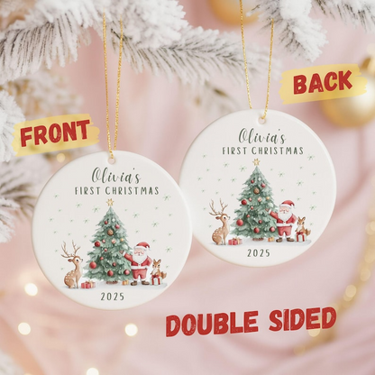 Personalized Baby's First Christmas Ornament, Custom Ceramic Keepsake