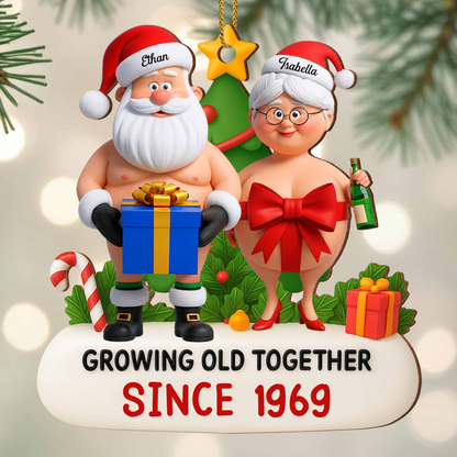 Growing Old Together Santa And Mrs Claus Christmas Ornament, Gift For Couples And Spouses