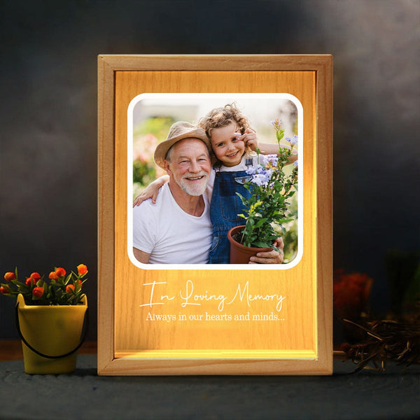 Personalized “Always in Our Hearts & Mind” Memorial Light Box – Custom Photo Remembrance Gift