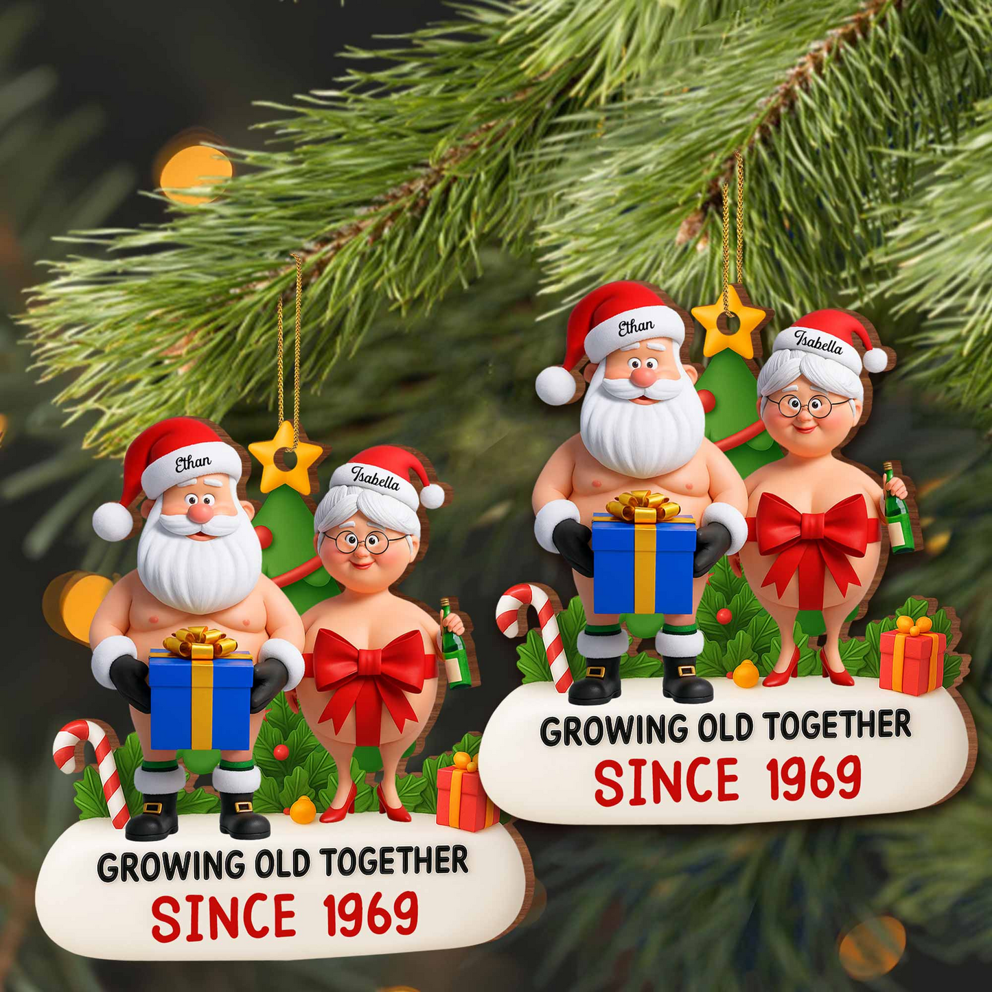 Growing Old Together Santa And Mrs Claus Christmas Ornament, Gift For Couples And Spouses