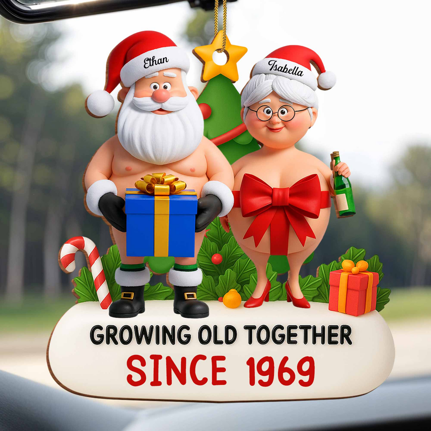 Growing Old Together Santa And Mrs Claus Christmas Ornament, Gift For Couples And Spouses