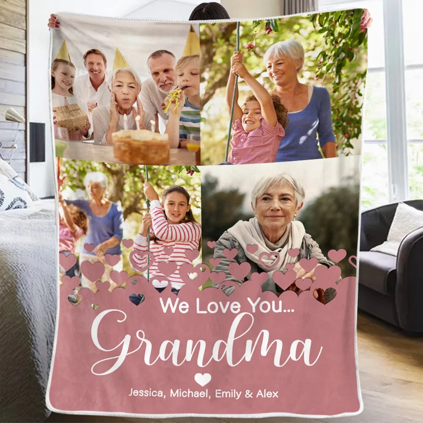 Custom Photo I Love You More Than I Can Say - Family Personalized Custom Blanket - Gift For Mom, Grandma