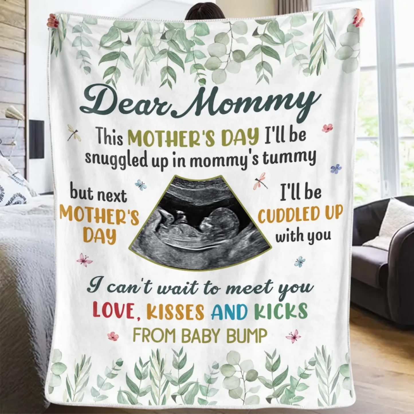 Custom Photo Can't Wait To Meet You, Mommy - Family Personalized Custom Blanket - Mother's Day, Baby Shower Gift, Gift For First Mom