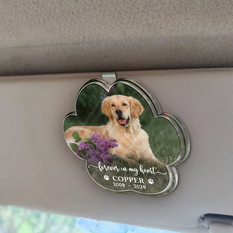 Custom Photo Forever In My Heart - Personalized Custom Shaped Acrylic Car Visor Clip