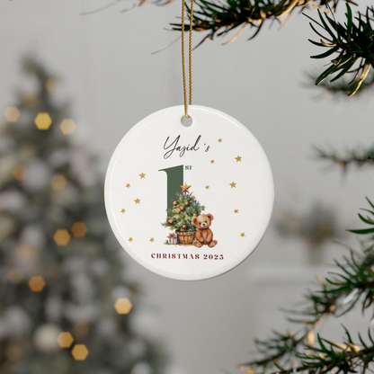 Baby's First Christmas Ceramic Ornament, Custom Newborn Gift