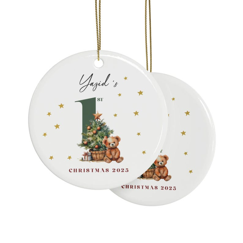 Baby's First Christmas Ceramic Ornament, Custom Newborn Gift