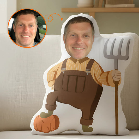 Custom Shaped Photo Pillow – Personalized Funny Face Gift for Dad, Husband, Grandpa