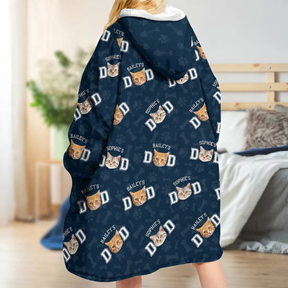 Custom Photo Cat Dad Cat Mom - Dog Dad Dog Mom Hoodie Blanket