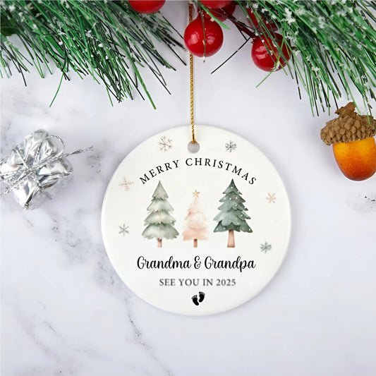 Promoted to Grandparents Christmas Ornament, Pregnancy Announcement, Reveal to Grandparents, New Grandma and Grandpa Xmas Bauble