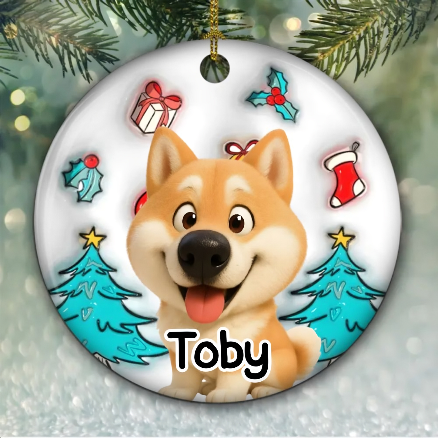 Santa Is Coming - Personalized Custom 3D Inflated Effect Ceramic Ornament