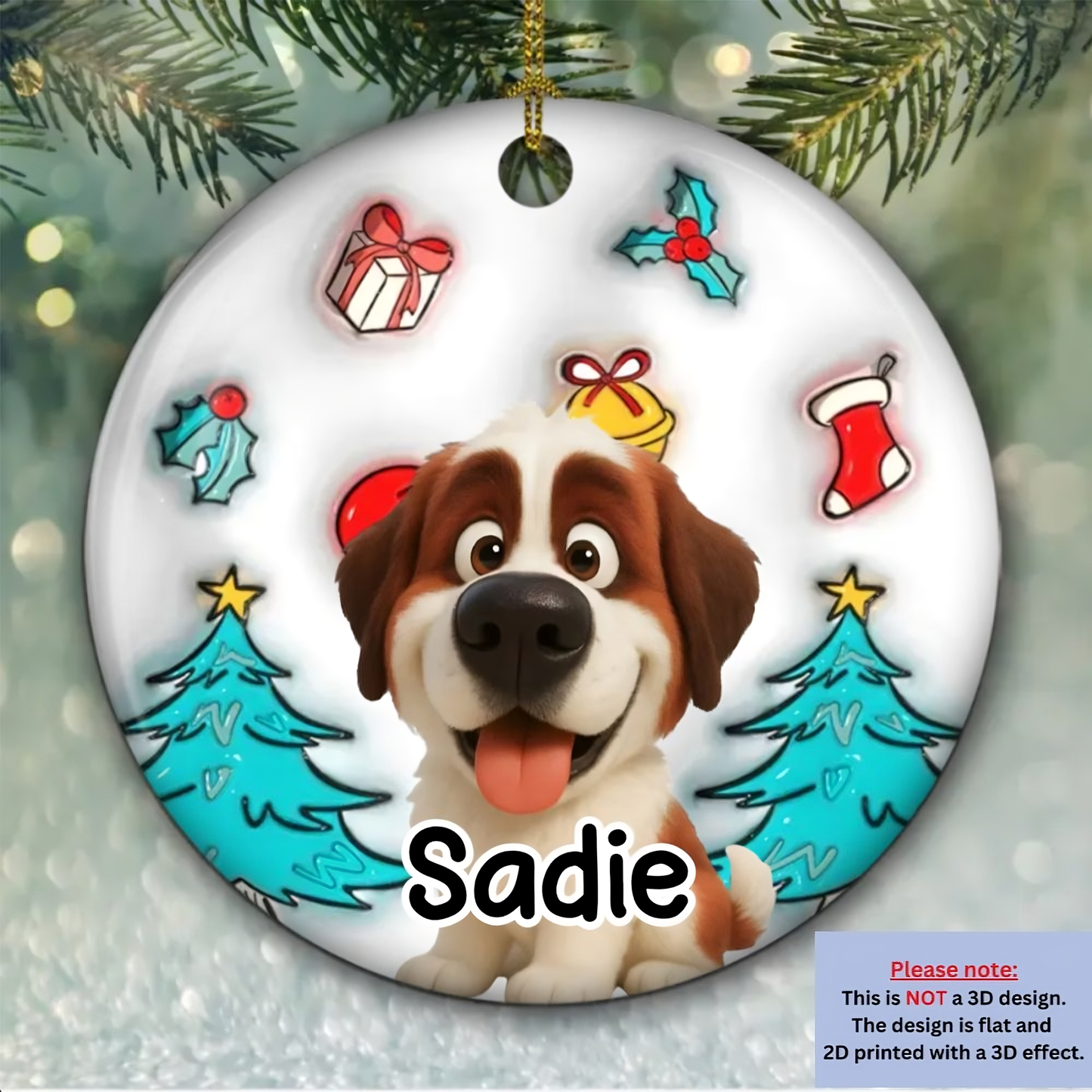 Santa Is Coming - Personalized Custom 3D Inflated Effect Ceramic Ornament