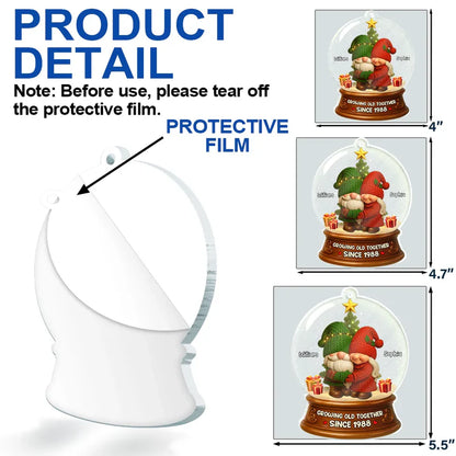 Gnome Christmas Couple Growing Old Together - Personalized Custom Shaped Acrylic Ornament