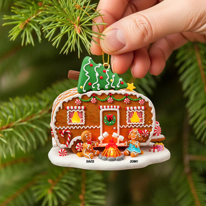 Personalized Gifts For Camping Gingerbread Couple Christmas Wooden Ornament