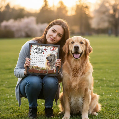 Custom Photo The Moment Your Heart Stopped Memorial Calendar With Flowers - Personalized Pet Loss Sign, Collar Frame